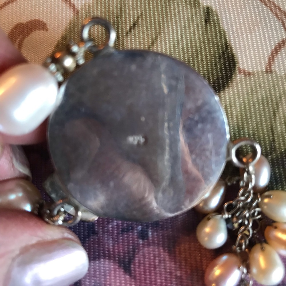 STERLING CLASP SINGLE STRAND OF LARGE GLASS PEARLS - Picture 10 of 14